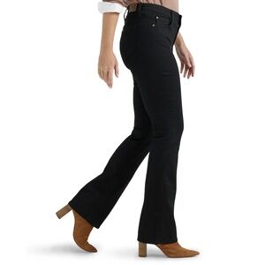 Lee Medium Rise Loose Straight Flare Leg Black Denim Jeans